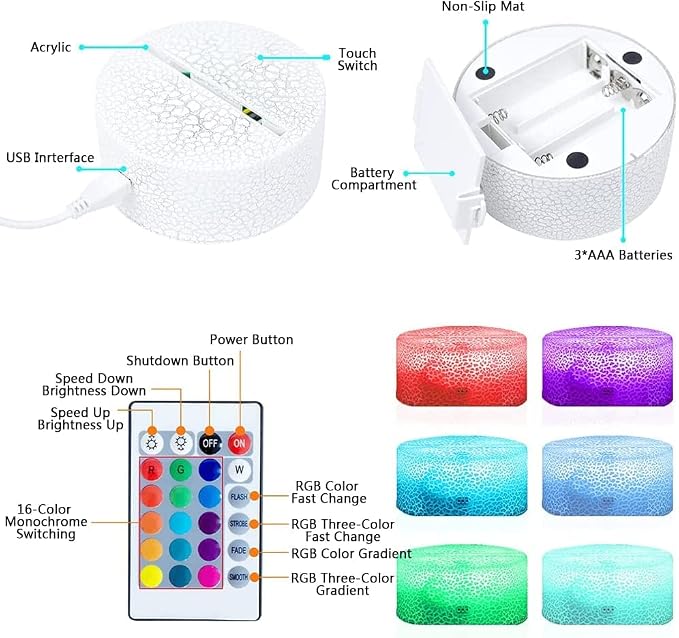 3D Night Light, 16 Color Changing Cartoon USB Desk Lamp Illusion Lighting with Remote Control for Home Decor Gift for Kids | Marc Spector;Survivors;4 modes;gamer present;esport decor;collectible lamp;game room;holiday birthday gifts