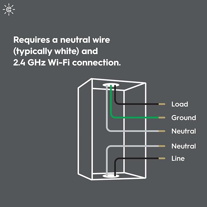 GE CYNC Smart Light Switch, Paddle Style, Neutral Wire Required, Bluetooth and 2.4 GHz Wi-Fi 4-Wire Switch, Compatible with Alexa and Google (1 Pack)