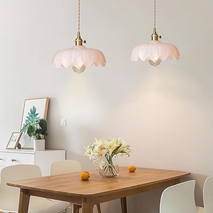 Milk White Glass Pendant Light Fixtures Medium 9.8 Inches Lampshade Gold Brass Finish and Switch Vintage Pendant Ceiling Lamp Copper Pendant Lighting (Milk White)
