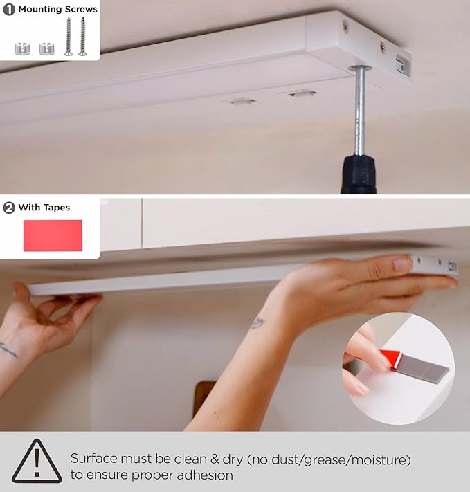 Under Cabinet Lighting Plug in, 24 Inch14W 120V Super Bright, 3 Color 3000K/4000K/5000K, 3 Brightness,Ultra Thin Under Counter Lights for Kitchen, Linkable LED Cabinet Lights, White 2Pack