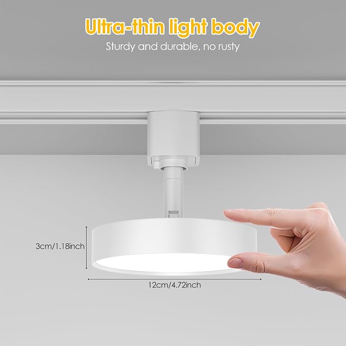 Diffuse LED Track Lighting Heads H Type, 12 Pack White | Dimmable Track Light Heads, Kitchen Ceiling Fixtures Compatible with H Track Rails, Flicker Free CRI90+ 3000K 12W 1000lm