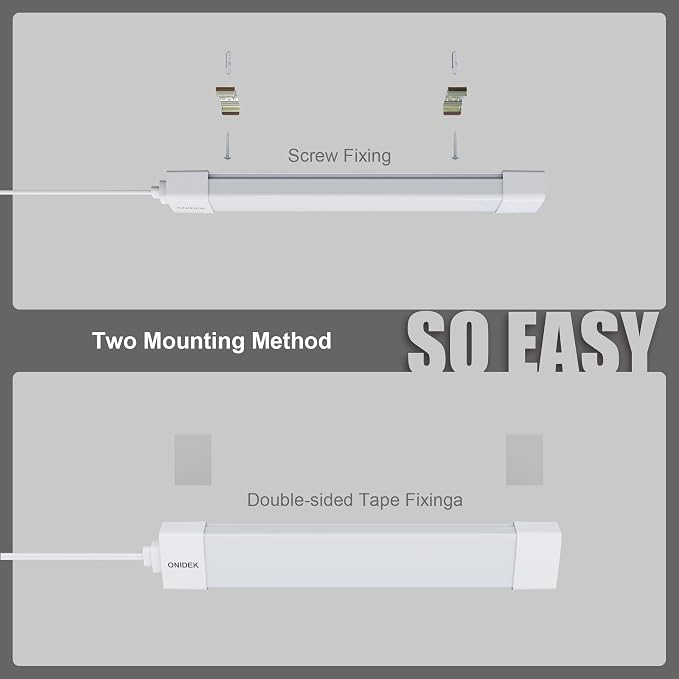 ONIDEK Under Cabinet Lights with Plug. 3000K-6500K Dimming and Color. with Wireless Control Panel and Remote Control.18W 1800LM for Garage, Kitchen, Bathroom, Closet, Office (24 inch-2pcs)