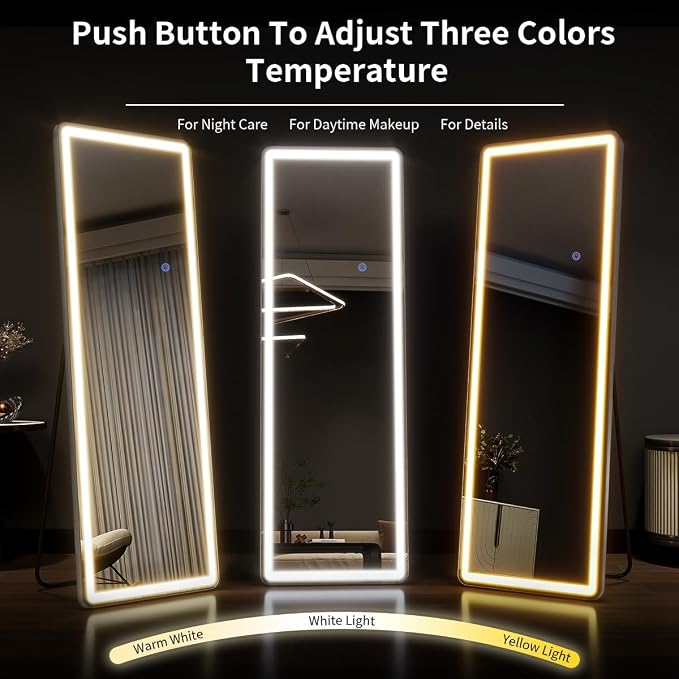 Alpen 71x26 Inches Arched LED Full Length Mirror, Floor Mirror with Stand | 3 Color Lighting, Free Standing Floor Mirrors, Lighted Full Body Mirrors for Bedroom, Dressing Room, Cloakroom
