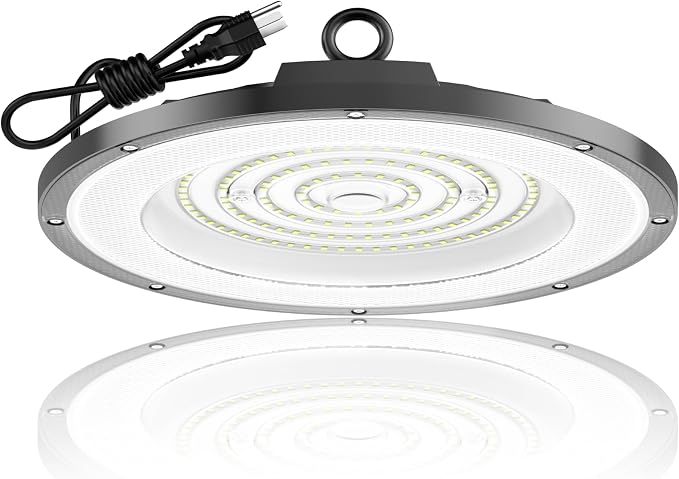 AIKVSXER 200W UFO High Bay Light 1 Pack, 6000K LED Shop Lights Plug & Play | 30000LM Commercial Bay Lighting IP65 Waterproof Garage Light, CRI>85 No Flicker, 120° Beam Angle, 5ft Cable 60000hrs Lifespan