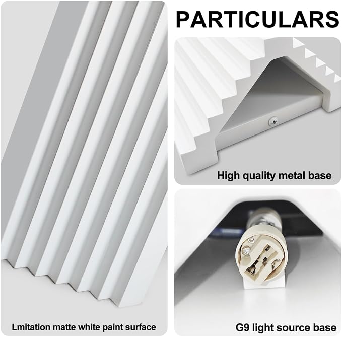 ZEROUNO LED Wall Sconce Indoor Wall Lights, White Hardwired Up and Down Wall Mount Light for Living Room Bedroom Hallway Corridor Stairs Warm White 3000K (with Replacement G9 Bulbs)