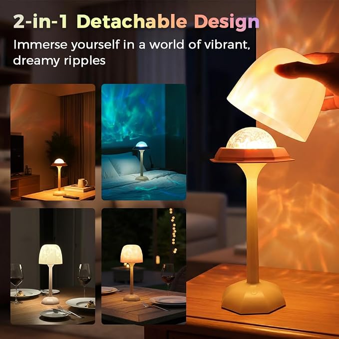 RICHMYC Waterproof Shower Lamp, 16 Colors Ocean Wave Projector with Remote | Cordless Rechargeable Night Light, Ambient Mood Lighting for Inside Shower, Bathroom, Bathtub, Spa