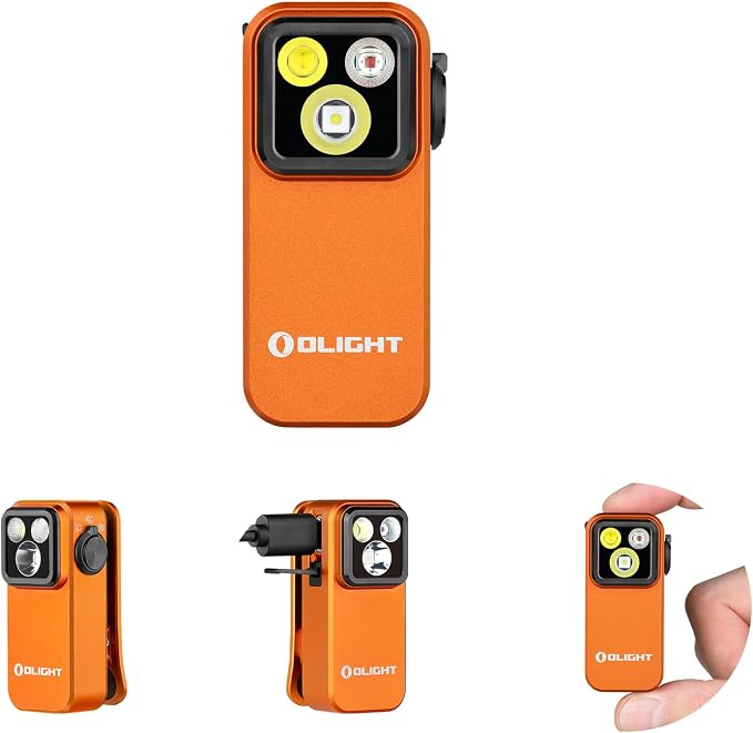 OLIGHT Oclip Pro Rechargeable EDC Clip-on Flashlight, Orange | Red Light, 500 Lumens Floodlight, Spotlight, Pocket-Sized, USB-C Charging, Magnetic, for Work, Signaling, Outdoor or Home Use