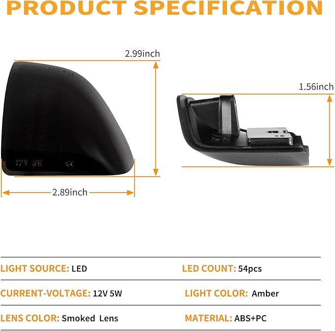 Gempro Led Side Mirror Turn Signal Light for 2010-2018 Dodge Ram 1500 2500 3500 4500 5500 Tow Mirror Lamp Smoked Len 68302828AA 68302829AA, 2PCS