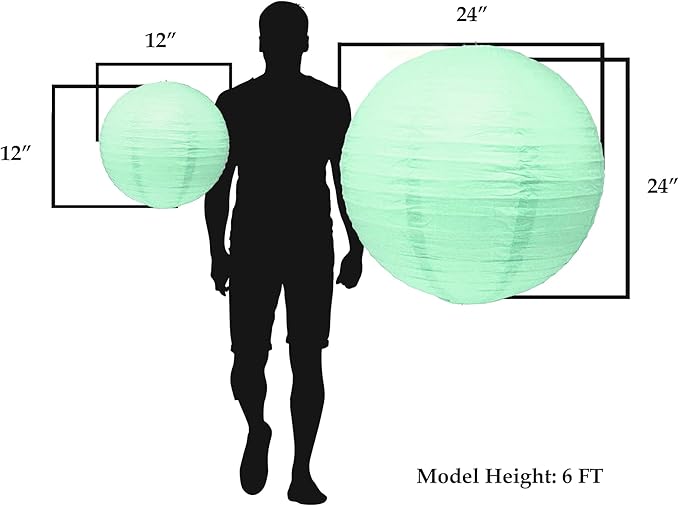 Mudra Crafts Mint Paper Lanterns Wedding Party Decorations - 12 in 10 Round Hanging Ceiling Lanterns, 10 Pack, Decorative Lamp Shades