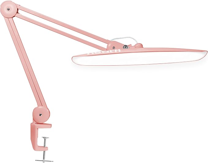 Neatfi XL 2200 Lumens 24W LED Desk Lamp – Shadow-Free Task Lighting | 4-Level Dimming | Home Office & Crafts Use | 20-Inch Wide Head (Rose Gold, Non-CCT with Clamp)