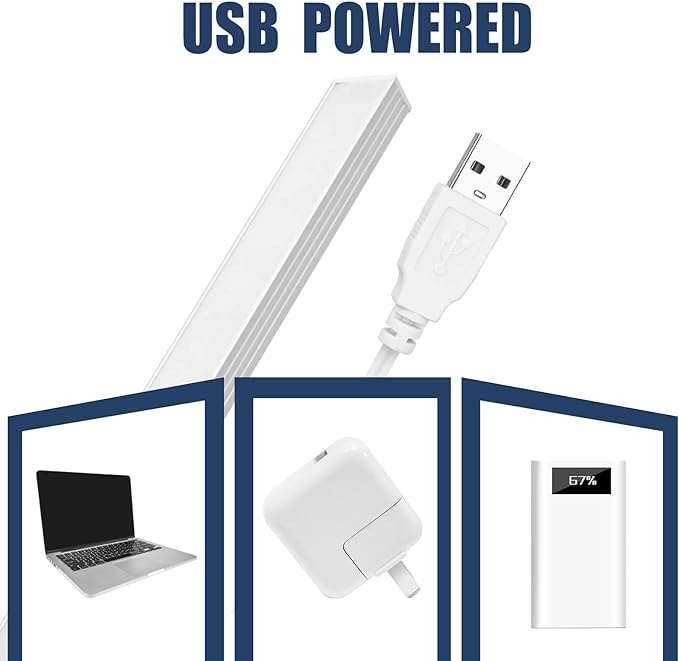 12 Inch Under Cabinet Light, Closet Light - Magnetic & Stick Mount, Flicker-Free Eye-Care Lighting, USB Powered Bright Lights for Kitchen, Room,Shelf (AC Adapter Included)