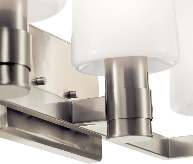 Kichler Adani 3-Light Bathroom Vanity Light, Brushed Nickel | Modern vanity light with opal glass for bathrooms and powder rooms (24" x 8.25"), 55176NI