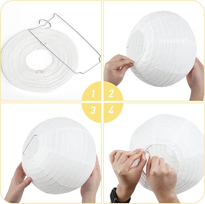 LIHAO 10 Inch White Round Paper Lanterns (10 Pack)