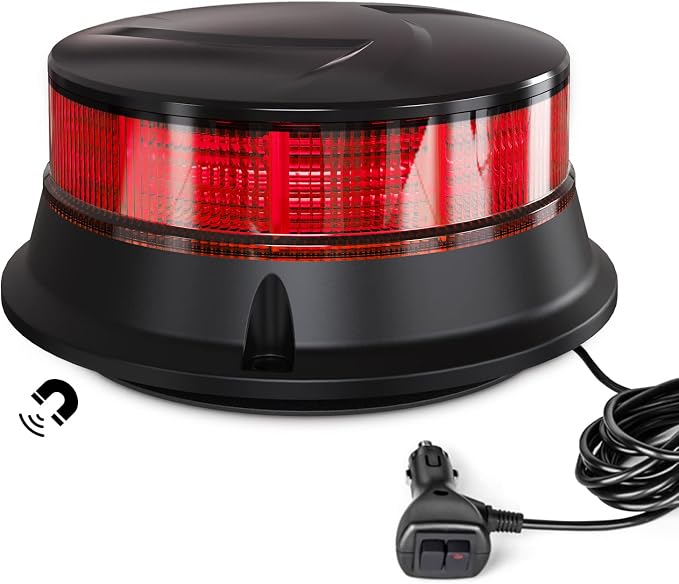 Agrieyes W16M Amber LED Beacon Lights, Magnetic Base Strobe Lights | Warning/Strobe Flashing/Hazard Flash, for Truck, Tractor, Snow Plow, Plow, Golf Cart, Postal