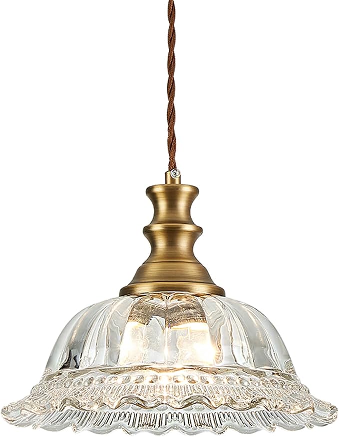 HDDFL Glass Pendant Lights Modern Pendant Lighting Fixtures 11.8 in Brushed Finish Hanging Lamp for Kitchen Island Bedroom Dining Room Coffee Shop Hallway Hotel Living Room
