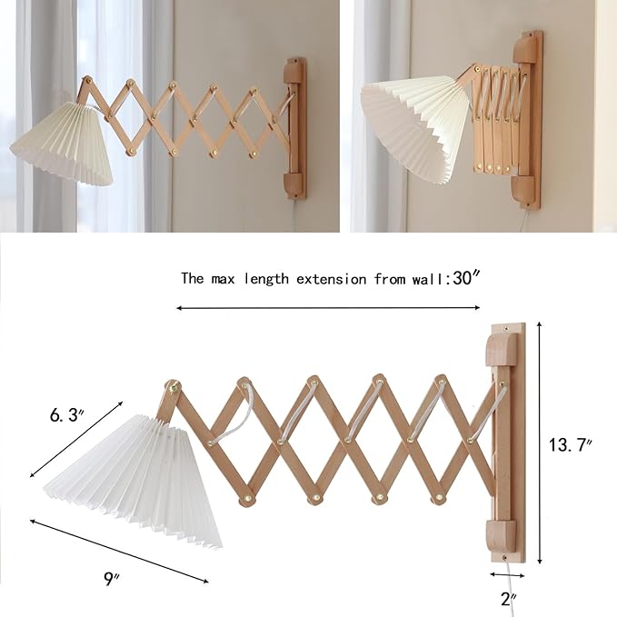 Plug in Mounted Wall Sconce, Swing Arm Wall Lamp for Bedroom, Living Room, Bedside Reading Light Fixtures with On/Off Switch,E26 Bulb Excluded (Burlywood)