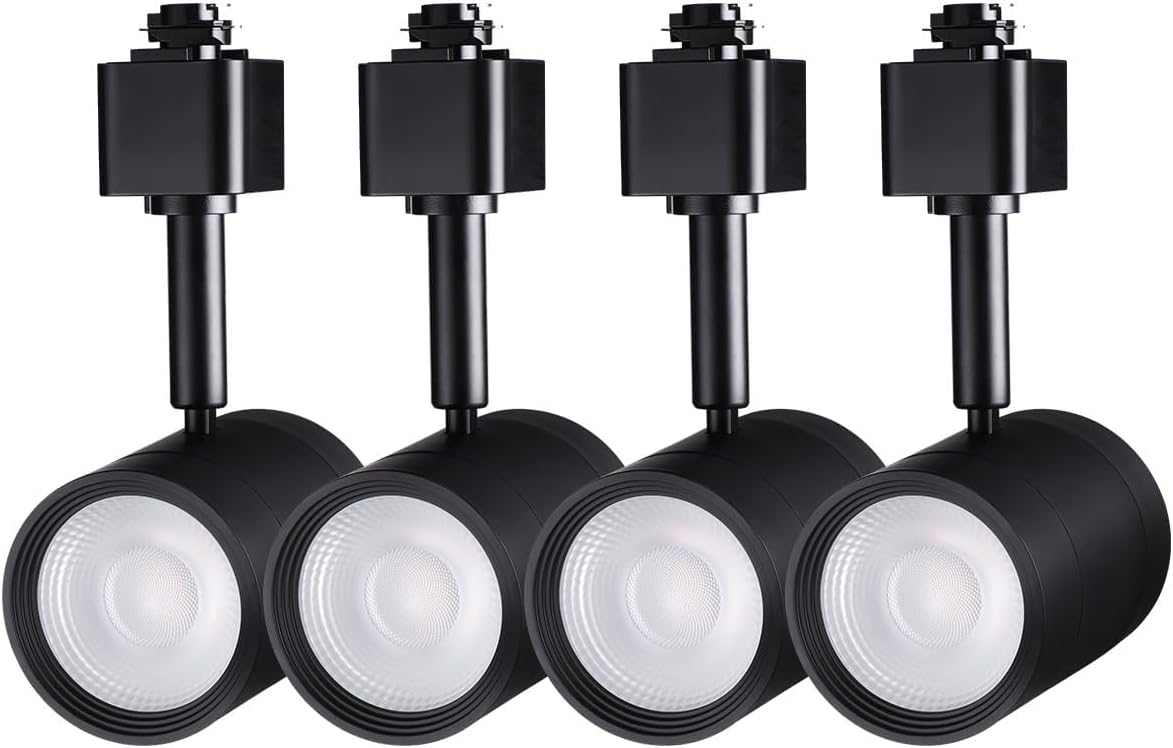 LEONLITE Small Space Series 8.5W LED H Track Lighting Heads, ETL Listed, Dimmable H Track Light Heads for Store Shop Cafe, CRI90, H Track Lighting, 2700K Soft White, Matte Black, Pack of 4