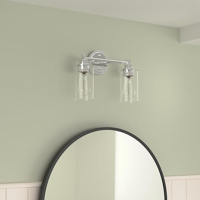 FEMILA Modern Bathroom Light Fixtures, 2-Light Bathroom Vanity Lights Over Mirror with Clear Glass Shade, Chrome Finish, 4FYC56B-2W CH