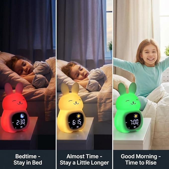 Bumble & Bright Kids Sleep Trainer with App Control - OK to Wake Clock for Kids Ages 4+, Color-Changing Night Light, Alarm & Sound Machine, Simple 1-Routine Setup, Free App, USB-C