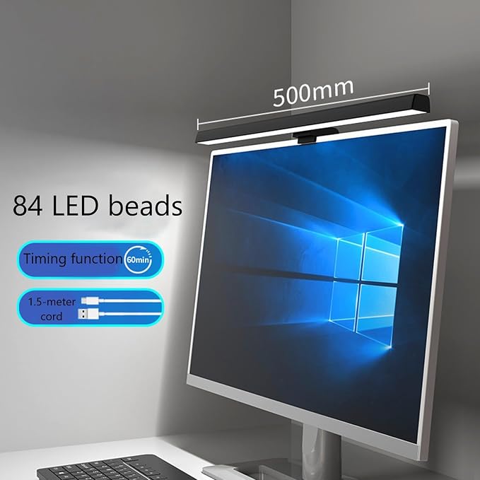 Computer Monitor Lamp, Screen Monitor Light Bar for Eye Caring, Screen Monitor Light Bar with Backlight for Eye Caring, E-Reading LED Task Lamp with Dimming Adjustment, Perfect for Reading and Study