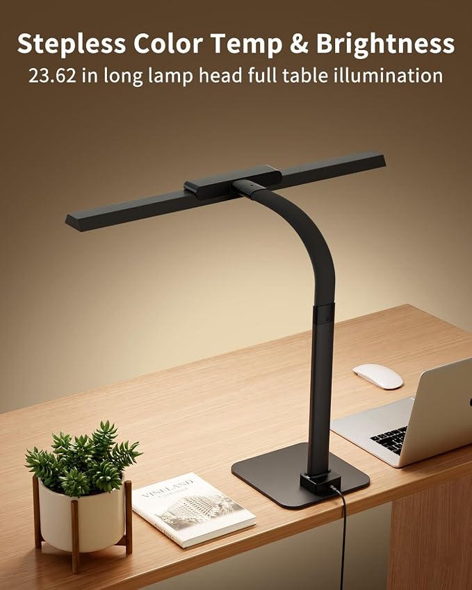 Architect Desk Lamp for Office, Bright Gooseneck Light with Stable Base | 24W Gooseneck Eye-Caring Touch Control Desk Lights, Dimmable Brightness & Color Computer Lights for Desktop