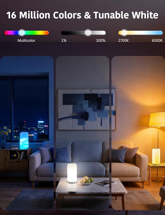 DAYBETTER BGRIC Smart Bedside Lamps, Touch Lamps for Nightstand, LED Lamp Compatible with Alexa and Google Home, Color Changing Lamp for Bedroom Living Room,70+ Scene Mode (Only for 2.4GHz WiFi)