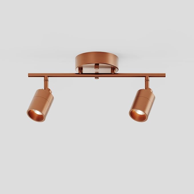 Shura Brushed Copper 2-Light Track Light with Rotatable Heads, Integrated LED Bulbs, 15 in. Track Lighting Kit, 3000k, 1120 Lumens