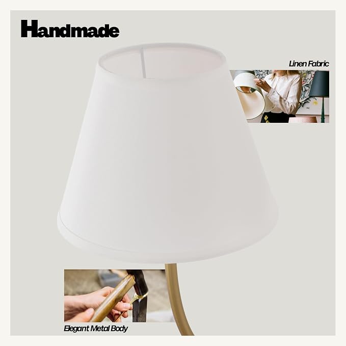 Vintage 2-Lights Fabric Sconces Wall Lighting with White Cloth Shade, Double Arm Wall Lamp Fixture for Living Room Bathroom Bedroom Hallway