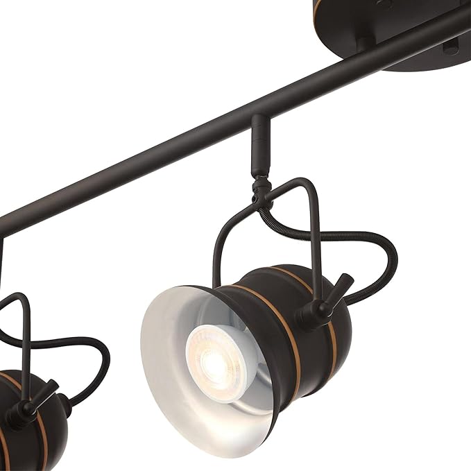 Westinghouse 6116800 Boswell Vintage-Style Four-Light Indoor Track Light Kit, Oil Rubbed Bronze Finish with Highlights,Metal Shades