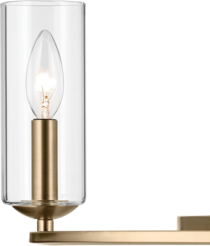 Kichler Harpin 6-Light Chandelier, Sloped Ceiling Compatible, for Dining Room or Kitchen with Clear Glass in Champagne Bronze (8.5" x 37.75"), 52771CPZ