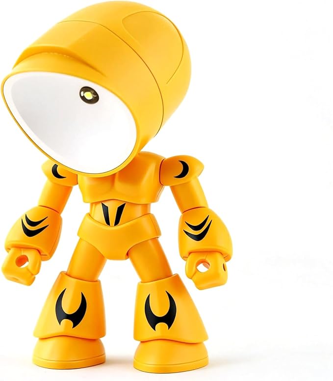 Lonely Robot LED Mini Night Light, Cartoon Cute Companion Desk Lamp with Magnetic Base, Gift for Thanksgiving Christmas Halloween Birthday, Room Decor (Yellow)