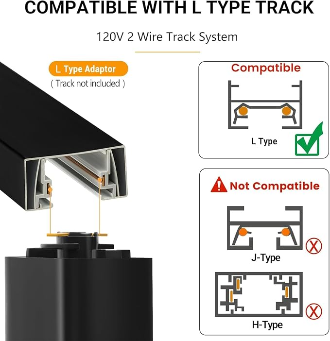 L Type LED Track Lighting Heads 5 Color, 10W Black 6 Pack | Dimmable Track Light Heads, Kitchen Fixture Ceiling, 2700K 3000K 4000K 5000K 6000K Adjustable, Flicker Free CRI90+ 24° 800lm