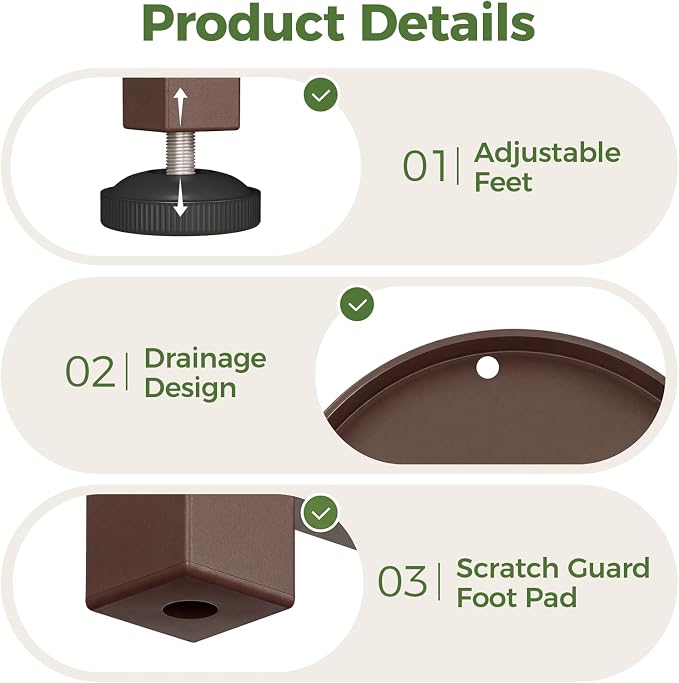 Bamworld Corner Plant Stand Indoor Outdoor Tall Metal Flower Pot Stands | 4 Tier Brown Heavy Duty Plant Shelf for Multiple Plants Patio Garden Balcony Living Room Bedroom(Patent Design)