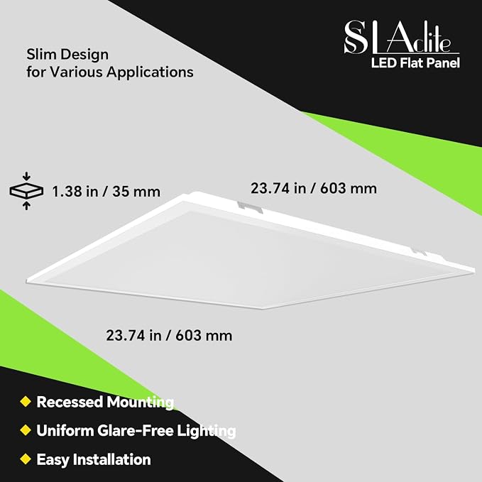 2x2 LED Light Flat Panel, 40/35/30/25/20W, 5 Color Temps 2.7K/3K/3.5K/4K/5K, Dimmable (0-10V) Recessed Ceiling Lights, 5200 LM, Fixture Flush Mount Ceiling for Office Kitchen Garage ETL-2Pack