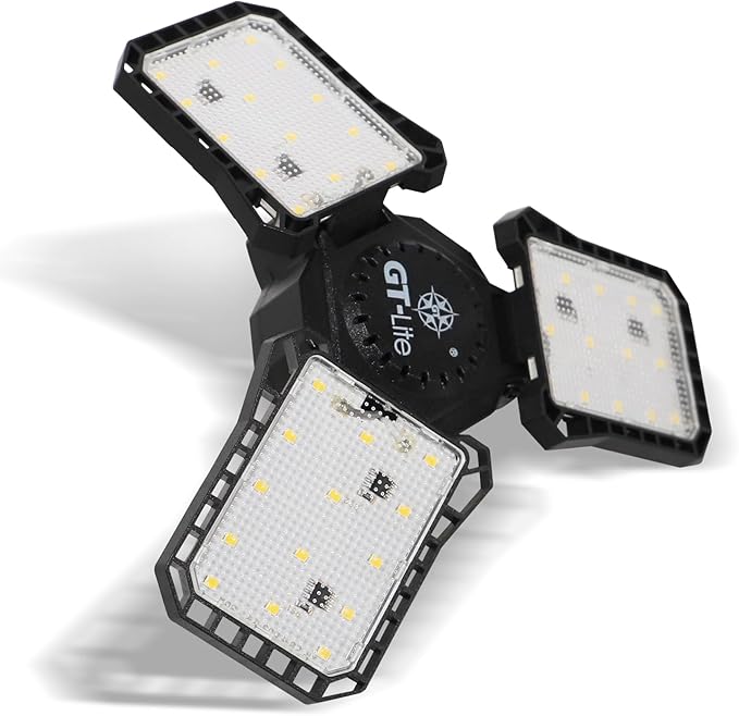 GT-Lite 3000 Lumen LED Garage Light, 300Watt Equivalent, Adjustable 3 Panel Bulb,150 Watt Equivalent, 5000K Daylight, E26