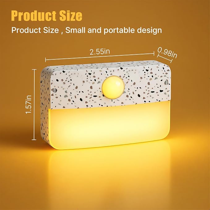 Guankai 16 Pack Motion Sensor Stair Light for Indoor, Battery Operated Closet Lights, Wireless Stick on Anywhere Hallway Lamp, Portable Led Night Lamps for Bedroom Under Cabinet Kitchen,Terrazzo White