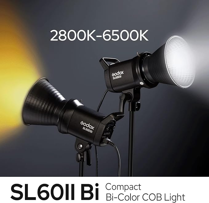 Godox SL60IIBi Bi-Color LED Video Light, 75W 25100Lux@1M CRI 96+ 11 FX Effects APP Control Bowens Mount Photography Continuous Light for Photography&Video