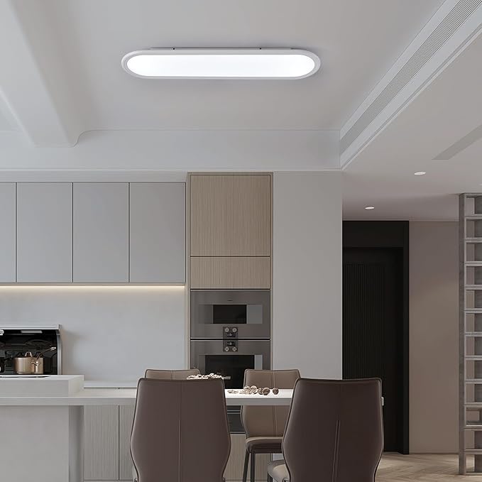 27.6 Inch LED Ceiling Light, High Brightness Linear Ceiling Lamps,6000K Cool White Modern Ultra Thin Low Profile Light Fixture for Bedroom Kitchen Study Room Hallway,White/36W