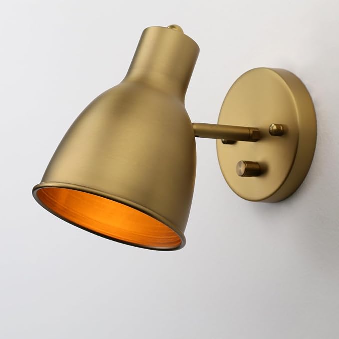Dimmable Vintage Metal Wall Sconce - Adjustable Light Head, Hardwired Bedside Vanity Light for Bedroom, Bathroom & Dining Room