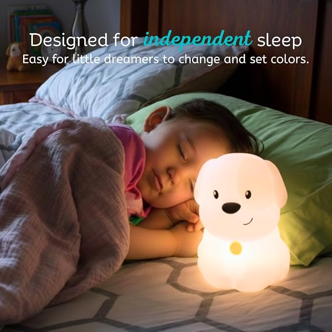 Puppy Night Light with Remote, Squishy Silicone Lamp for Kids | Tap Control | Rechargeable 9-Color Changing Soft Glow | Nursery Nightlight for Kids | Portable Animal Nightlight | USB Cord
