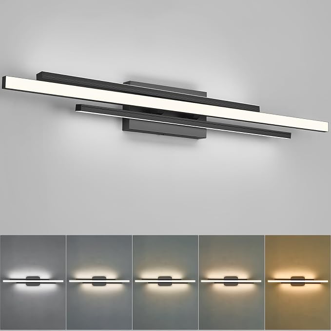 VitaLink Black Vanity Light, 35" Modern LED Wall Light Long Wall Lamp for Bathroom Over Mirror Dimmable Hardwired Wall Mount Lighting Over Vanity Indoor 5CCT(3000K/3800K/4500K/5200K/6000K)