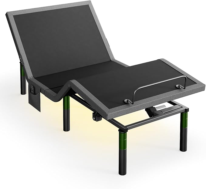 Marsail Twin XL Adjustable Bed Base Frame, 4 Ports USB A&C Adjustable Bed Base with Under-Bed Nightlight, 3 Minutes Fast Assembly, Wireless Remote Control Adjustable Bed with 4 Height Options