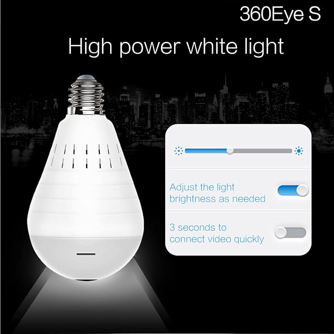 1080P Light Bulb Camera Garage Wireless Surveillance Camera Compatible with Alexa for Baby Room WiFi 2.4GHz E27-AOLANS