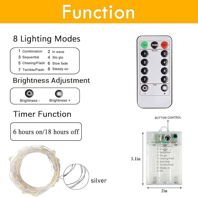 4th of July Decor 3 Pack Fairy Light Battery Operated Remote Red White Blue | Each 26FT 80LED, 8 Modes & Timer, Waterproof Wire, Patriotic Twinkle String Light for Independence Memorial Veteran Day Decor