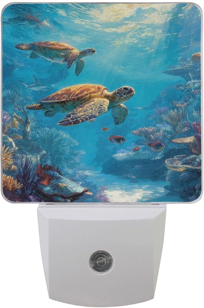 Sea Turtles Night Light Dusk to Dawn Sensor LED Night Dimmable Nightlight Lights Plug into Wall for Living Room