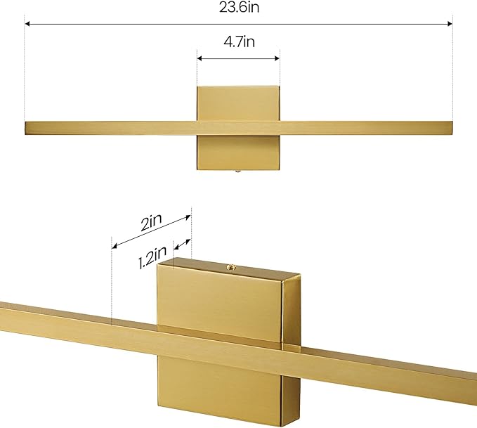 Gold Bathroom Light Fixtures - 23.6 inch Brushed Gold Vanity Lights for Bathroom Over Mirror Dimmable18W LED Dimmable 5CCT Wall Sconce Lighting Fixture for Bathrooms Bedroom