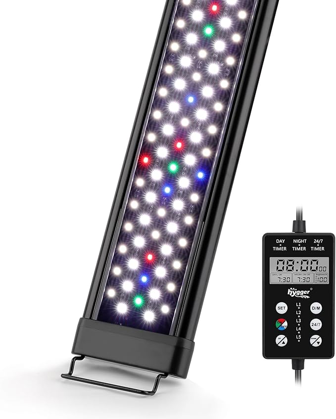 hygger 30-36 Inches Aquarium LED Light, Custom 24/7 Mode/Daylight-Moonlight Mode, Full Spectrum 8 Colors Adjustable Brightness Fish Tank Light for Planted Tank, Freshwater