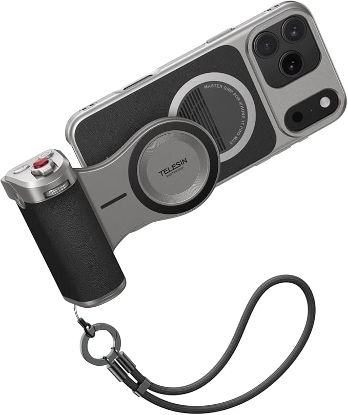 【for iPhone 17 Pro Max Only】 TELESIN Magnetic Master Grip Kit, Phone Camera Grip Kit Built-in 3200mAh Battery - Wireless Charging - Graphene Case for iPhone Cooling - DSLR Style Grip Handle Holder