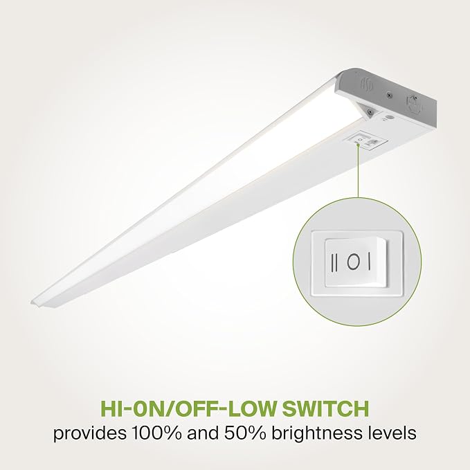 ASD Swivel LED Under Cabinet Lighting Plug in or Hardwired 48 Inch, Dimmable Under Cabinet Lights with High/Low/Off Switch, 3CCT 2700K-4000K, Linkable Under Counter Lights for Kitchen, White, ETL