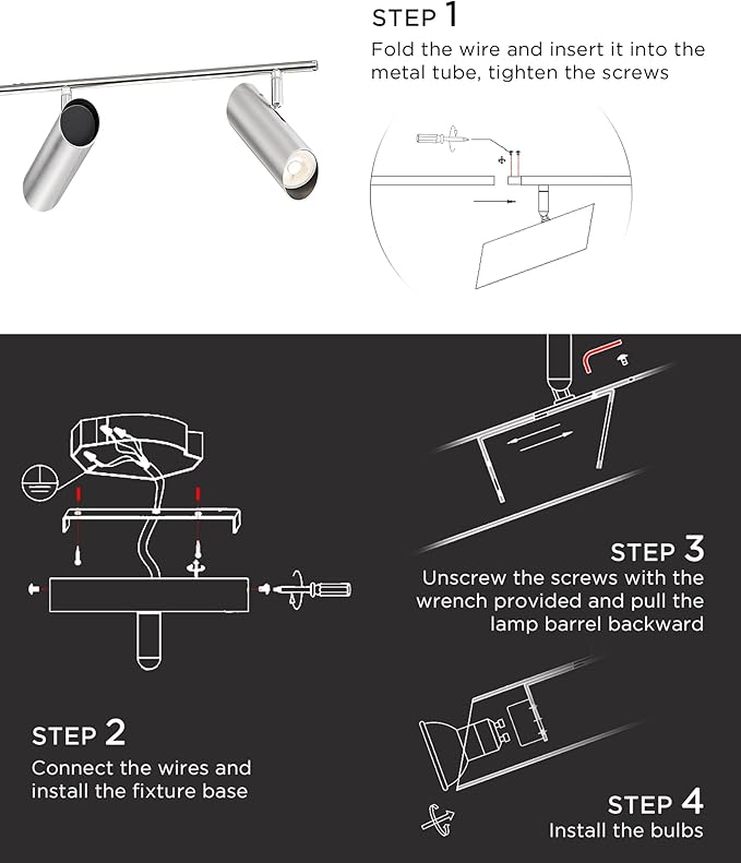 FEMILA 50" LED Track Lighting, 3000K LED Bulbs Included, Kitchen Track Lighting Fixtures Ceiling, 4FS79TL-6 BN